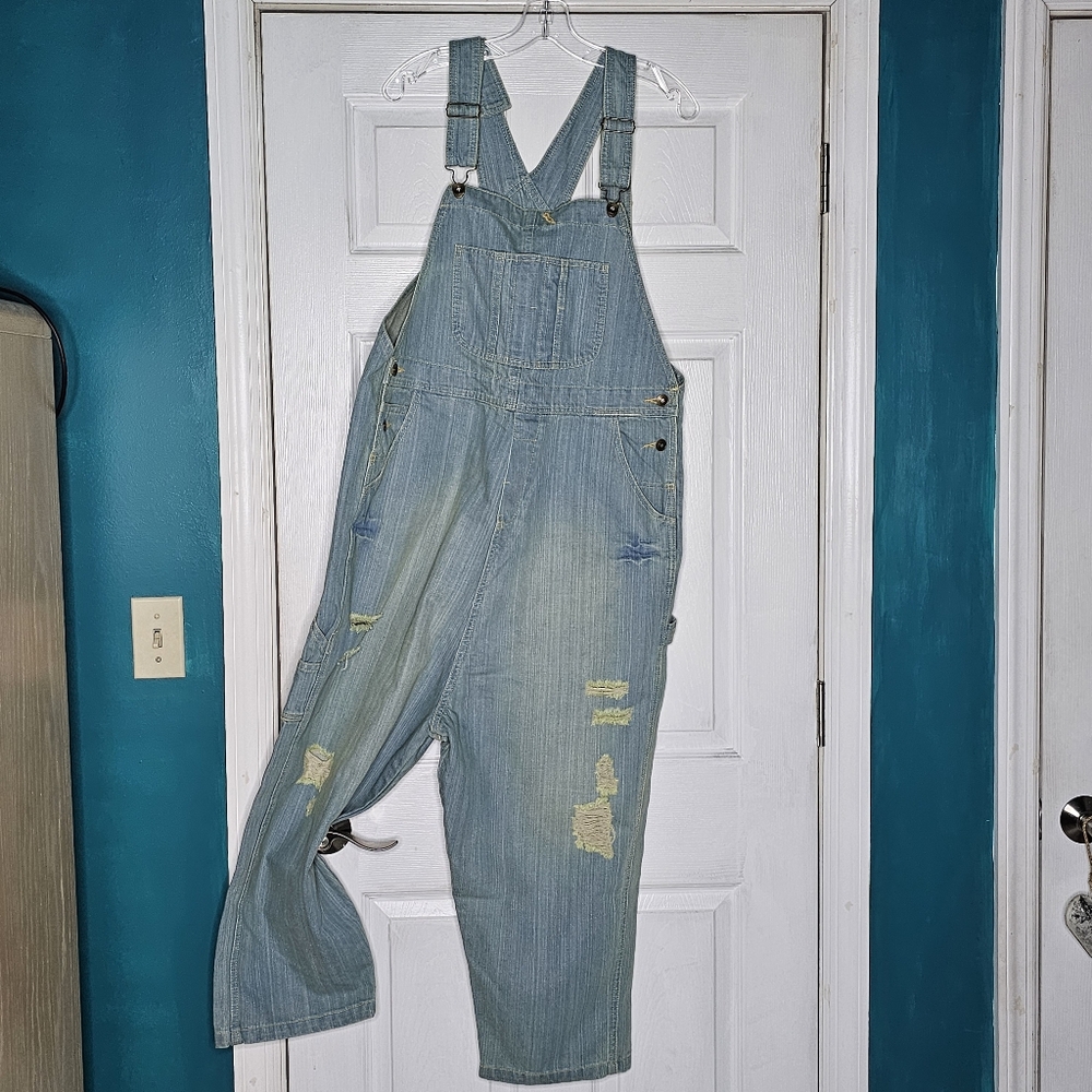 Dropped Crotch Oversized Baggy Blue Denim Overalls - Picture 8 of 15